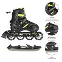 Πατίνια Roller - Παγοπέδιλα Ρυθμιζόμενα In-Line Skates / Hockey Ice Skates 2σε1 Μαύρο/Πράσινο NILS Extreme NH 18191