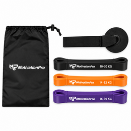 Λάστιχα Γυμναστικής Loop Band 10kg έως 39kg Σετ 3τμχ με Γάντζο Πόρτας MotivationPro