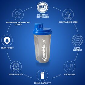 Shaker Πρωτεΐνης IronMaxx 750ml Διάφανο-Μπλε
