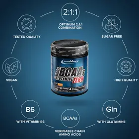 Αμινοξέα IronMaxx 100% BCAA + Glutamine Zero 500gr Peach