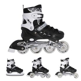 Πατίνια Roller - Παγοπέδιλα Ρυθμιζόμενα In-Line Skates 4σε1 Μαύρα με Led Τροχούς NILS EXTREME NH10905