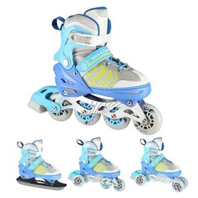 Πατίνια Roller - Παγοπέδιλα Ρυθμιζόμενα In-Line Skates / Hockey Ice Skates 4σε1 Μπλε NILS Extreme NH 18192