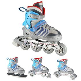 Πατίνια Roller - Παγοπέδιλα Ρυθμιζόμενα In-Line Skates / Hockey Ice Skates 4σε1 Γκρι/Μπλε NILS Extreme NH 18192