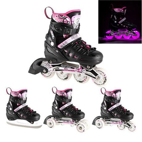Αυξομειούμενα Roller NH 10905 ΣΕΤ 4 ΣΕ 1 INLINE SKATES NILS EXTREME Μαυρο/Ροζ LED-Large(39-42) Αυξομειούμενα Roller NH 10905 ΣΕΤ 4 ΣΕ 1 INLINE SKATES NILS EXTREME Μαυρο/Ροζ LED-Large(39-42)