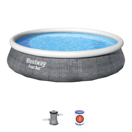 Πισινα Φουσκωτη Στρογγυλή 396x84cm Fast Set Pools Rattan BESTWAY 15748