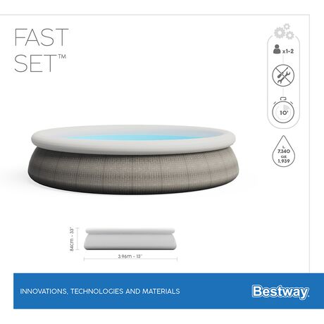 Πισινα Φουσκωτη Στρογγυλή 396x84cm Fast Set Pools Rattan BESTWAY 15748