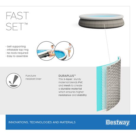 Πισινα Φουσκωτη Στρογγυλή 396x84cm Fast Set Pools Rattan BESTWAY 15748