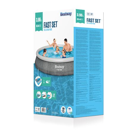 Πισινα Φουσκωτη Στρογγυλή 396x84cm Fast Set Pools Rattan BESTWAY 15748