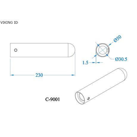 Προσαρμογέας Μπάρας σε Μανίκι Ολυμπιακού Τύπου Φ50 Viking C-9001