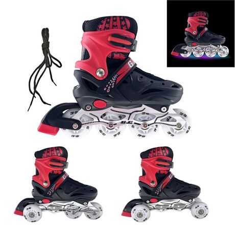 Πατίνια Roller Ρυθμιζόμενα 3 Σε 1 Με Led Τροχούς Μαυρο/Κόκκινο G&C SK10 Πατίνια Roller Ρυθμιζόμενα 3 Σε 1 Με Led Τροχούς Μαυρο/Κόκκινο G&C SK10