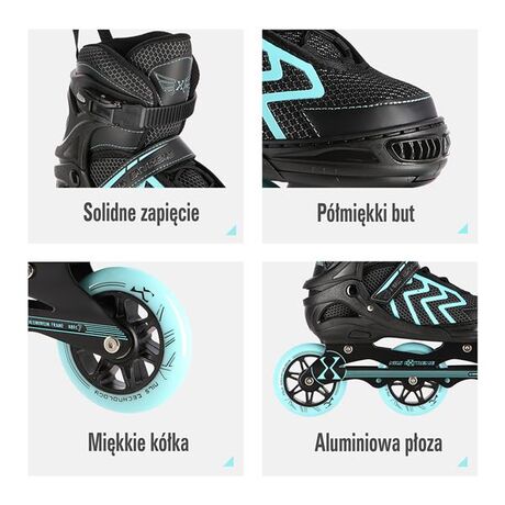 Πατίνια Roller Ρυθμιζόμενα In-Line Skates Μαύρο/Τιρκουάζ NILS Extreme NA19318