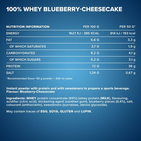Πρωτεΐνη IronMaxx 100% Whey Protein 900gr Blueberry-Cheesecake Πρωτεΐνη IronMaxx 100% Whey Protein 900gr Blueberry-Cheesecake