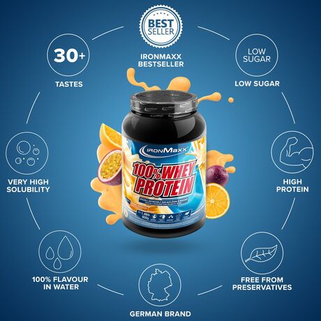 Πρωτεΐνη IronMaxx 100% Whey Protein 900gr Orange Passion Fruit