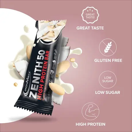 Μπάρα Πρωτεΐνης IronMaxx 50% Zenith® Protein Bar - White Almond Coconut Crisp