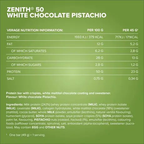 Μπάρα Πρωτεΐνης IronMaxx 50% Zenith® Protein Bar - White Pistachio Crisp