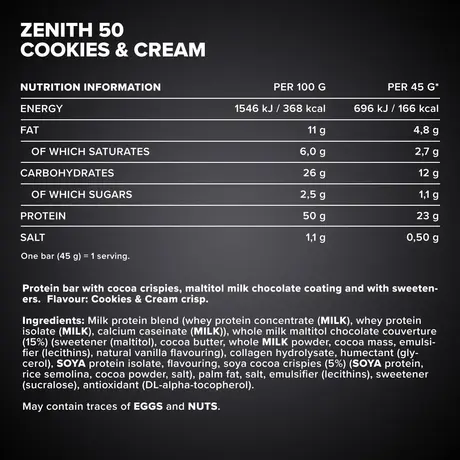 Μπάρα Πρωτεΐνης IronMaxx 50% Zenith® Protein Bar - Cookies & Cream