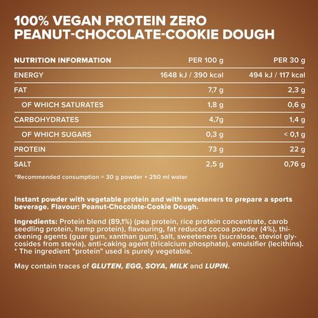 Πρωτεΐνη IronMaxx 100% Vegan Protein Zero 500gr Peanut Chocolate Cookie Dough