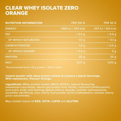Πρωτεΐνη IronMaxx Clear Whey Isolate ZERO 400gr Orange