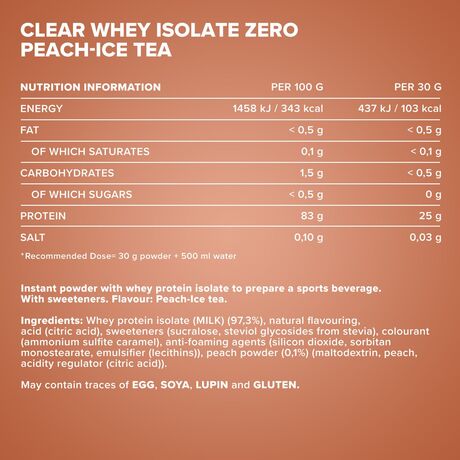 Πρωτεΐνη IronMaxx Clear Whey Isolate ZERO 400gr Peach Ice Tea