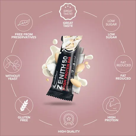 Μπάρα Πρωτεΐνης IronMaxx 50% Zenith® Protein Bar - White Almond Coconut Crisp
