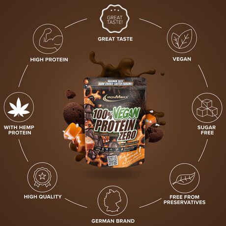 Πρωτεΐνη IronMaxx 100% Vegan Protein Zero 500gr Dark Cookie Salted Caramel