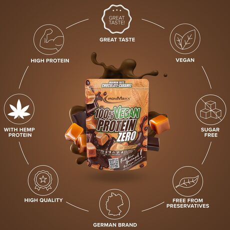 Πρωτεΐνη IronMaxx 100% Vegan Protein Zero 500gr Chocolate-Caramel
