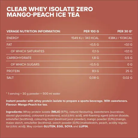 Πρωτεΐνη IronMaxx Clear Whey Isolate ZERO 400gr Mango Peach Ice Tea