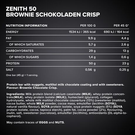 Μπάρα Πρωτεΐνης IronMaxx 50% Zenith® Protein Bar 45g - Brownie Chocolate Crisp Μπάρα Πρωτεΐνης IronMaxx 50% Zenith® Protein Bar 45g - Brownie Chocolate Crisp