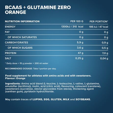 Αμινοξέα IronMaxx 100% BCAA + Glutamine Zero 500gr Πορτοκάλι