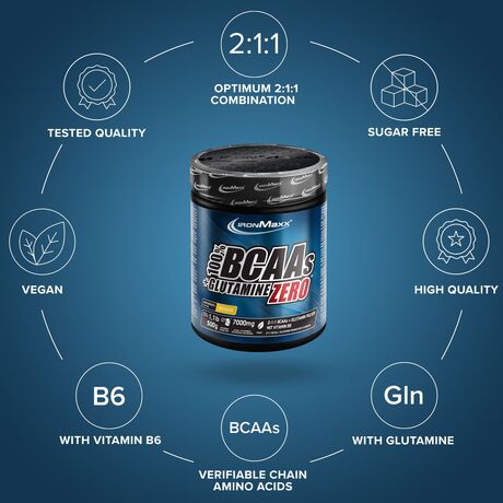 Αμινοξέα IronMaxx 100% BCAA + Glutamine Zero 500gr Πορτοκάλι