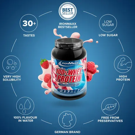 Πρωτεΐνη IronMaxx 100% Whey Protein 900gr Raspberry Πρωτεΐνη IronMaxx 100% Whey Protein 900gr Raspberry
