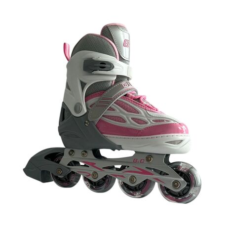Πατίνια Roller Ρυθμιζόμενα με Led Τροχούς Inline Γκρι/Ροζ G&C BW188