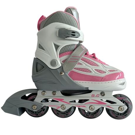 Πατίνια Roller Ρυθμιζόμενα με Led Τροχούς Inline Γκρι/Ροζ G&C BW188