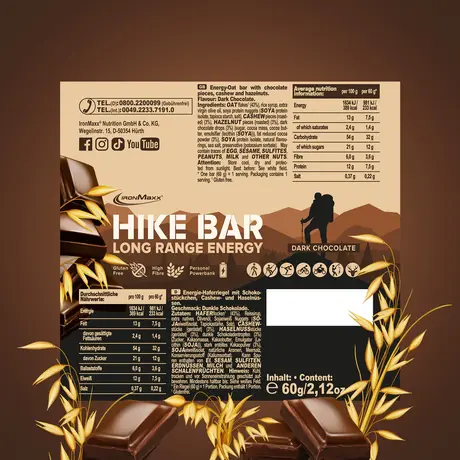 Μπάρα Πρωτεΐνης IronMaxx Hike Bar 60g - Dark Chocolate
