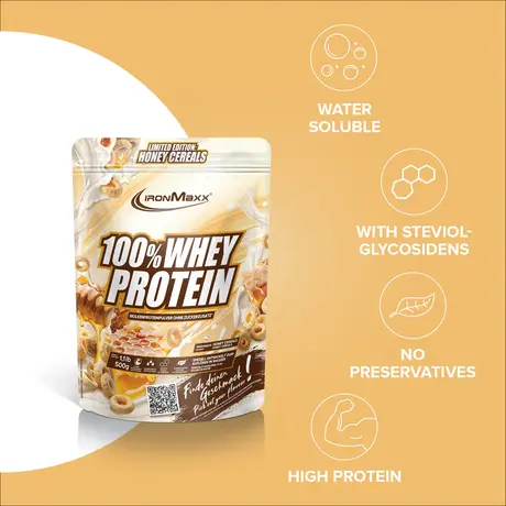 Πρωτεΐνη IronMaxx 100% Whey Protein 500gr Honey Cereal