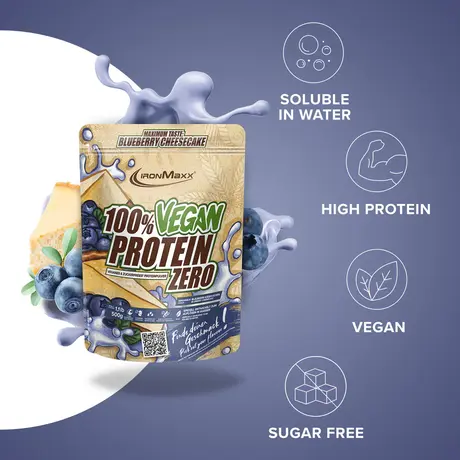 Πρωτεΐνη IronMaxx 100% Vegan Protein Zero 500gr Blueberry Cheesecake