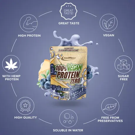 Πρωτεΐνη IronMaxx 100% Vegan Protein Zero 500gr Blueberry Cheesecake
