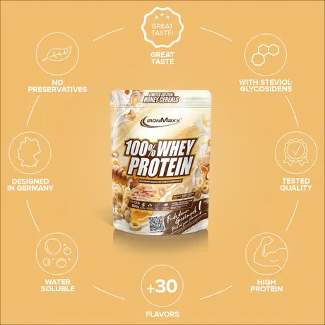 Πρωτεΐνη IronMaxx 100% Whey Protein 500gr Honey Cereal