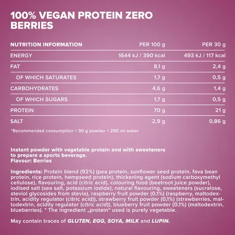 Πρωτεΐνη IronMaxx 100% Vegan Protein Zero 500gr Mixed Berries