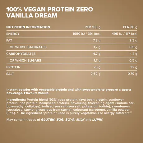 Πρωτεΐνη IronMaxx 100% Vegan Protein Zero 500gr Vanilla Dream