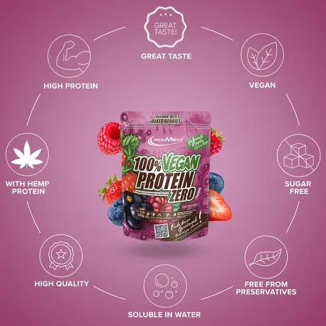 Πρωτεΐνη IronMaxx 100% Vegan Protein Zero 500gr Mixed Berries
