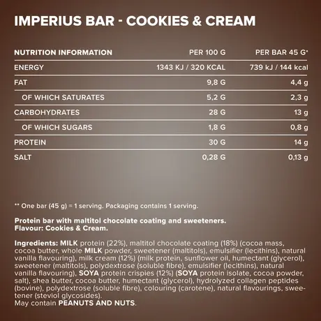 Μπάρα Πρωτεΐνης IronMaxx Imperius Protein Bar 45g Cookies & Cream