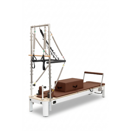 Κρεβάτι Pilates Reformer With Tower Aluminium Brown Leather VIKING