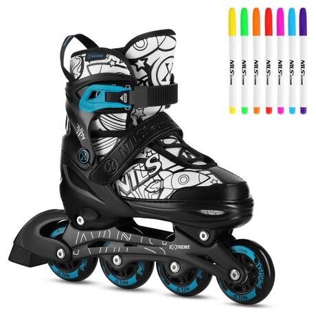 Αυξ/να NH10907 Inline Skates NILS EXTREME ΣΕΤ 4 σε 1 με Αντικ/σιμη Λεπίδα Πάγου Green - Small(31-34)