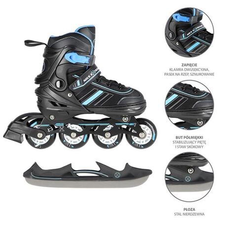Αυξομειούμενα Roller NH18191 2 ΣΕ 1 Μαύρο/Μπλε Large(39-43) IN-LINE SKATES/HOCKEY ICE SKATES Αυξομειούμενα Roller NH18191 2 ΣΕ 1 Μαύρο/Μπλε Large(39-43) IN-LINE SKATES/HOCKEY ICE SKATES