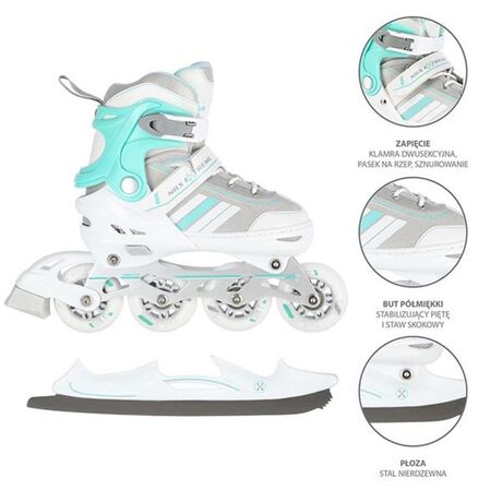 Πατίνια Roller - Παγοπέδιλα Ρυθμιζόμενα In-Line Skates / Hockey Ice Skates 2σε1 Λευκό/Μπλε NILS Extreme NH 18191 Πατίνια Roller - Παγοπέδιλα Ρυθμιζόμενα In-Line Skates / Hockey Ice Skates 2σε1 Λευκό/Μπλε NILS Extreme NH 18191