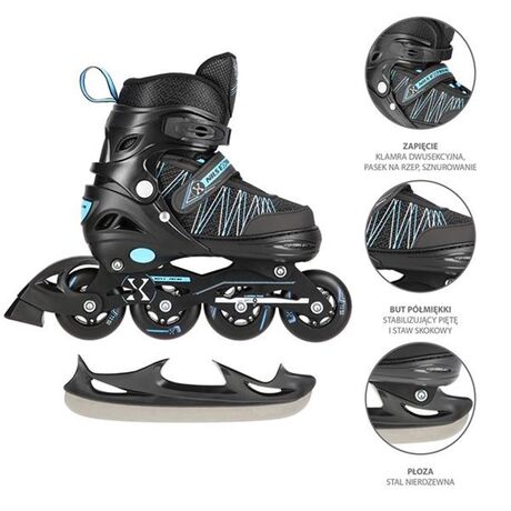 Πατίνια Roller - Παγοπέδιλα Ρυθμιζόμενα In-Line Skates / Hockey Ice Skates 2σε1 Μαύρο/Μπλε NILS Extreme NH 11912 Πατίνια Roller - Παγοπέδιλα Ρυθμιζόμενα In-Line Skates / Hockey Ice Skates 2σε1 Μαύρο/Μπλε NILS Extreme NH 11912
