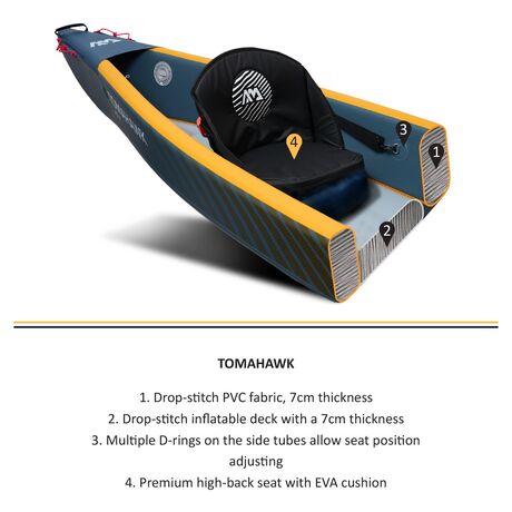 Κανό Φουσκωτό 1 Ατόμου Tomahawk I Air-K375 375cm AQUA MARINA 28358